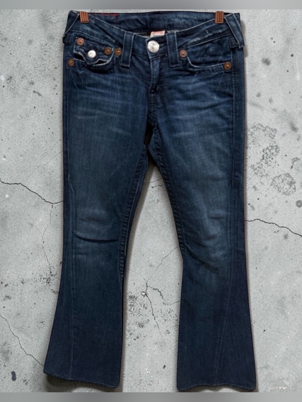 Vintage True Religion Big T JoeyJeans - dark blue wash - waist 28- LOW RISE